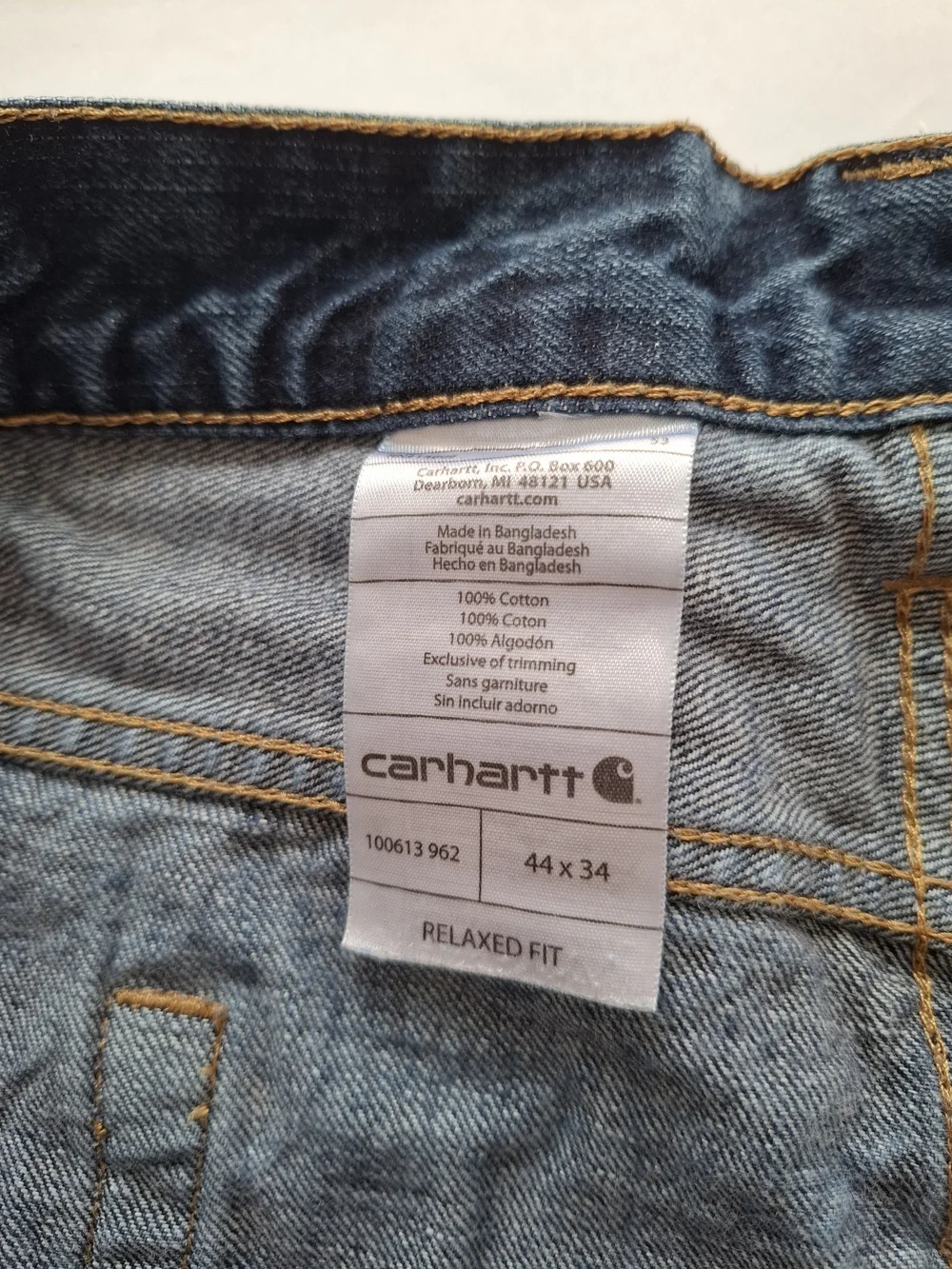 Carhartt Classic Dark Blue Men's Jeans Relaxed Fit 44X34